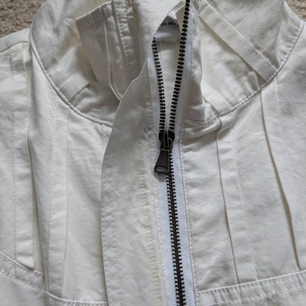 Luii White High Collar Half Sleeve Jacket Size Small - Picture 8 of 11